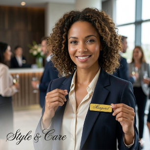 Black M Gold Classic Name Tag With Custom Name