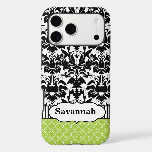 Black Macki Damask Moroccan Personalised iPhone
