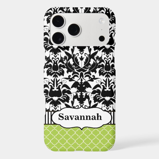Black Macki Damask Moroccan Personalised iPhone 5 (Back)