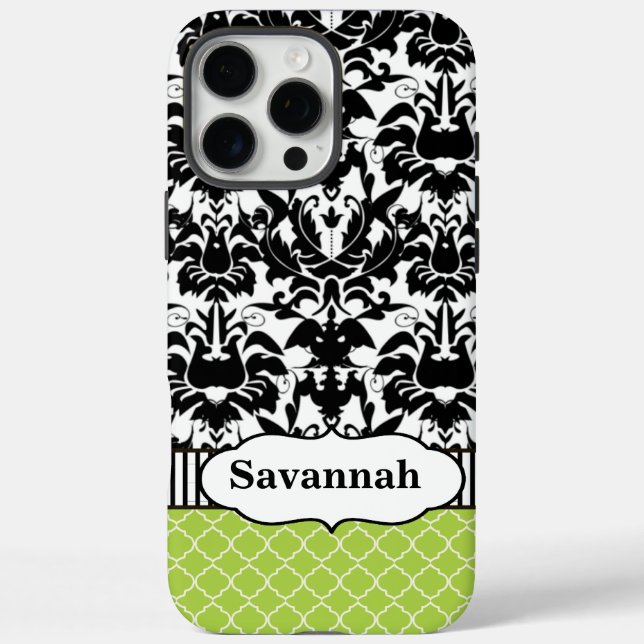 Black Macki Damask Moroccan Personalised iPhone Case-Mate iPhone Case (Back)