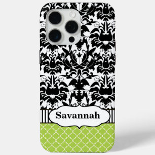 Black Macki Damask Moroccan Personalised iPhone iPhone 15 Pro Max Case