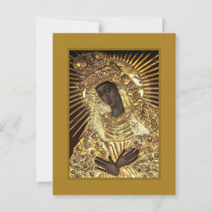 BLACK MADONNA in Golden Riza Oklad Revetment Postcard