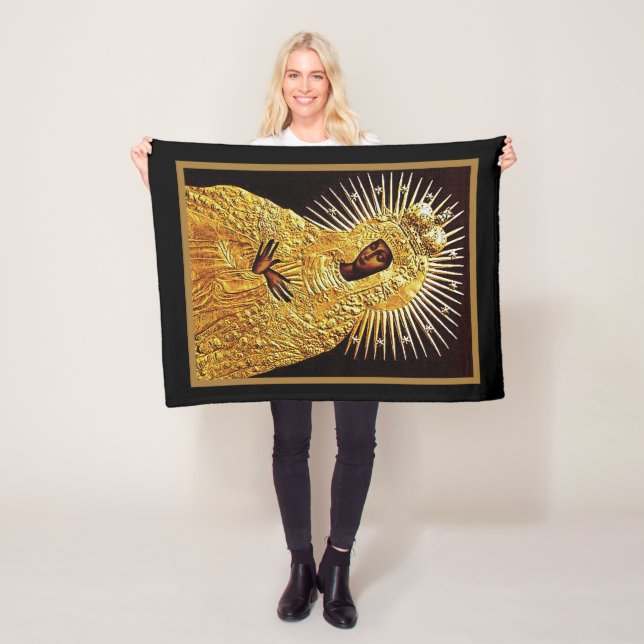 Black Madonna in Prayer  Fleece Blanket (In Situ)