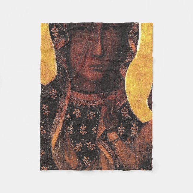 Black Madonna Poland Our Lady Of Czestochowa Fleece Blanket (Front)