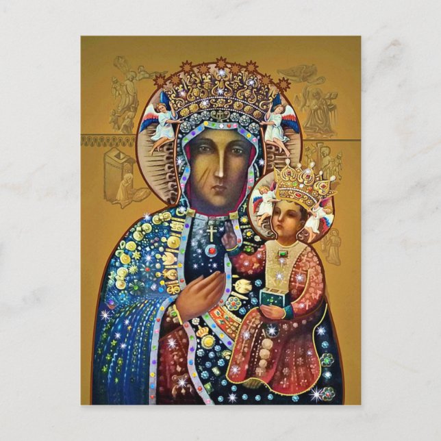 Black Madonna Virgin Mary Catholic Oldest Prayer Postcard (Front)