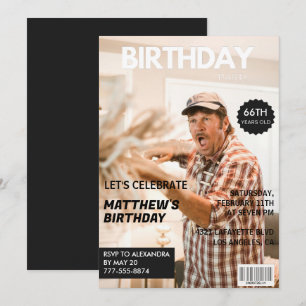 Black Magazine Cover Photo 66th birthday Invitation