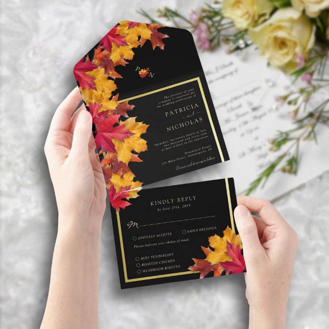 Black Magic Meets Rustic Golden Autumn Wedding All In One Invitation (Creator Uploaded)