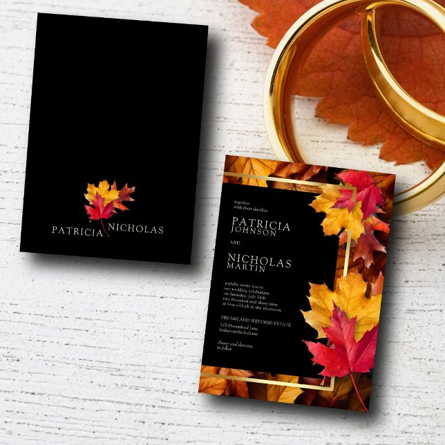 Black Magic Meets Rustic Golden Autumn Wedding Invitation (Creator Uploaded)