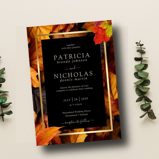 Black Magic Meets Rustic Golden Autumn Wedding Invitation (Creator Uploaded)