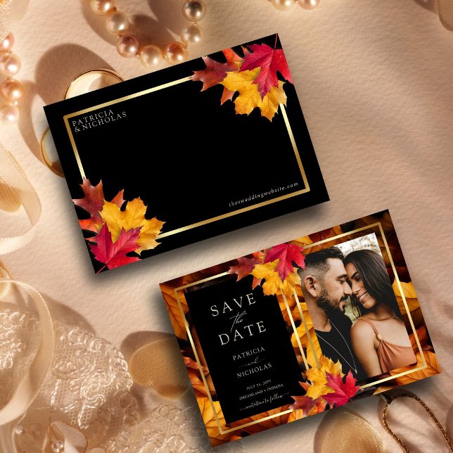 Black Magic Meets Rustic Golden Autumn Wedding Save The Date (Creator Uploaded)