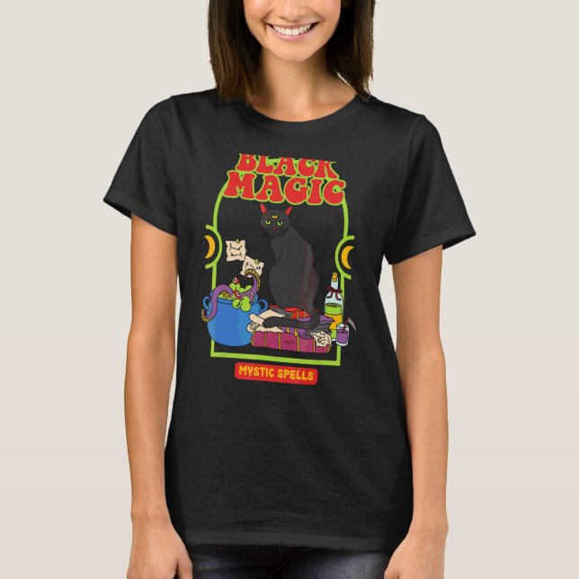 Black Magic  Mystic Spells  Cat T-Shirt (Front)