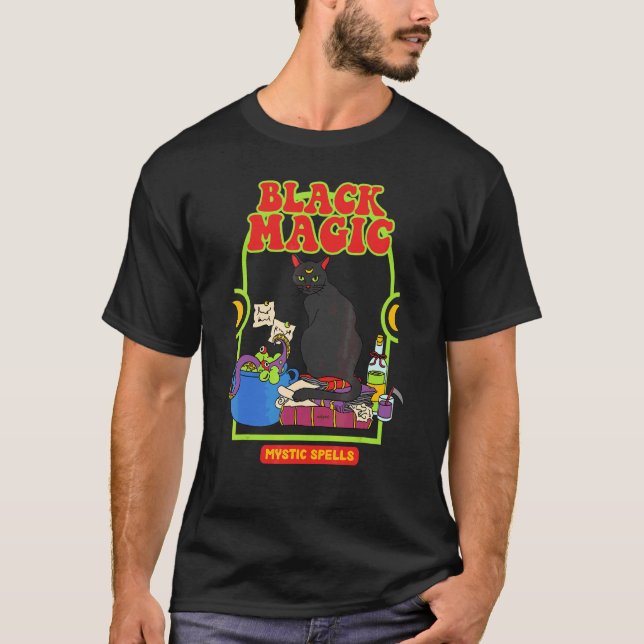 Black Magic  Mystic Spells  Cat T-Shirt (Front)