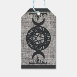 Black Magic Triple Moon Pentagram Vintage Wiccan Gift Tags