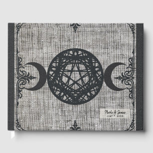 Black Magic Triple Moon Pentagram Vintage Wiccan Guest Book