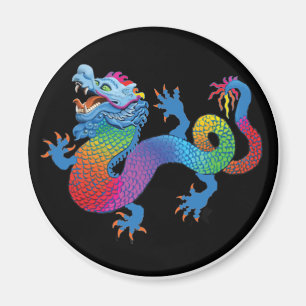 Black Magnet with Colourful Dragon