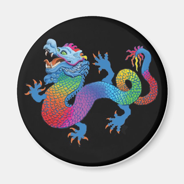 Black Magnet with Colourful Dragon (Front)
