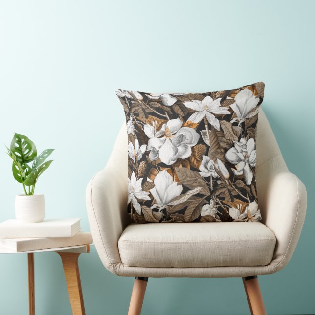Black Magnolia Grandiflora Cushion (Chair)