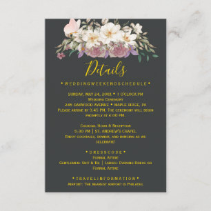 Black Magnolia Wedding Details Card
