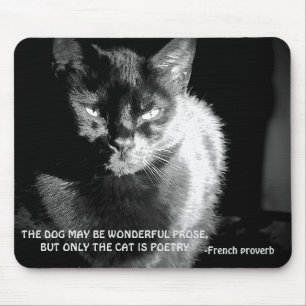 Black Maine Coon Cat with French Poverb Mouse Pad
