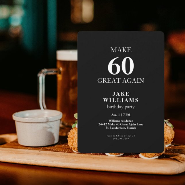 Black Make 60 Great Again Birthday Party Invitation (Creator Uploaded)