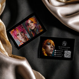 black makeup 3 photo Social Media Logo qr code Business Card