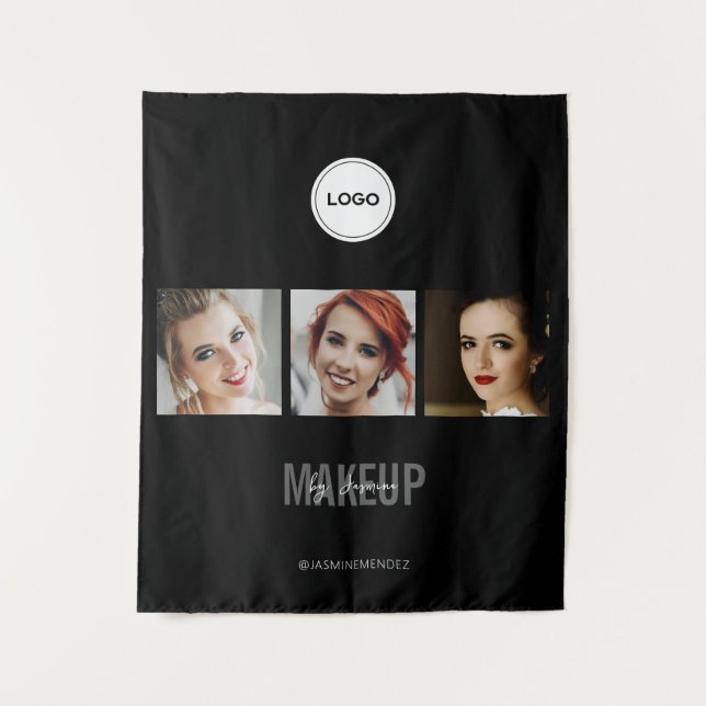 Black Makeup Studio Photo Collage Trade Show Tapestry (Front)