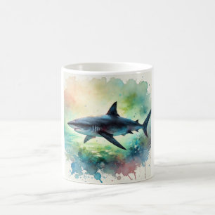 Black Mako Shark 061024AREF111 - Watercolor Coffee Mug