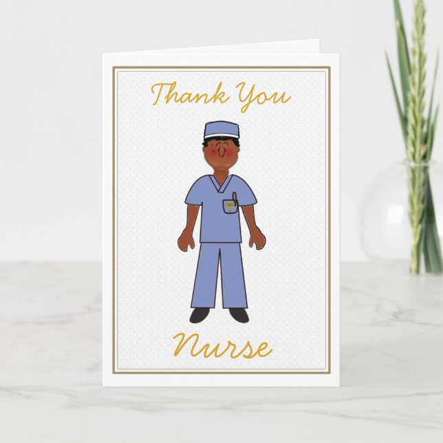 Black Male Nurse Thank You Card (Front)