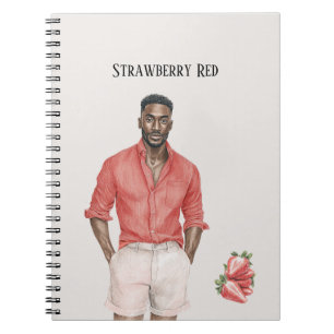 Black Male Strawberry Red Top Notebook