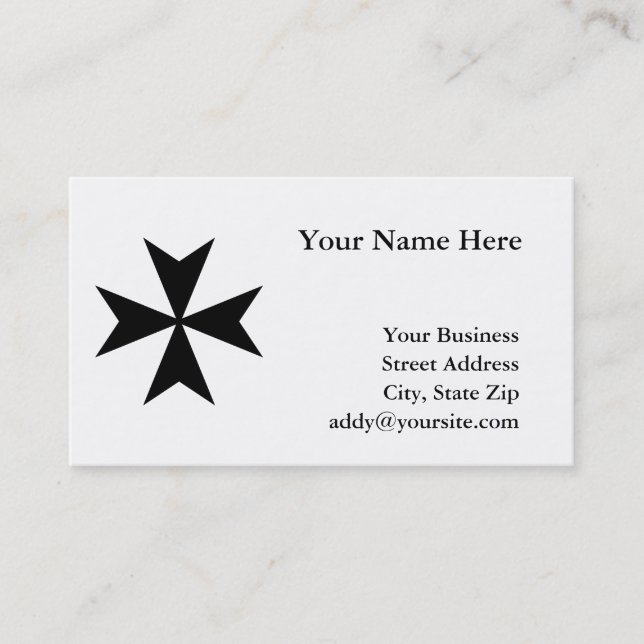 Black Maltese Cross Business Card (Front)