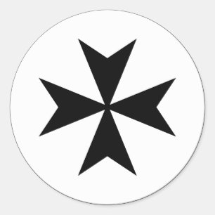 Black Maltese Cross Classic Round Sticker