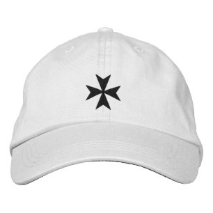 Black Maltese Cross Embroidered Hat