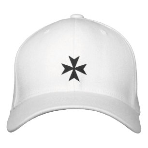 Black Maltese Cross Embroidered Hat