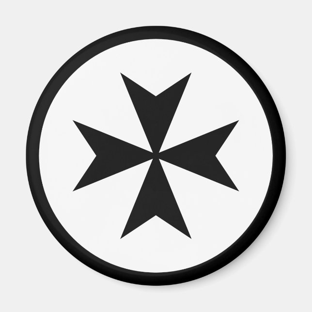 Black Maltese Cross Magnet (Front)