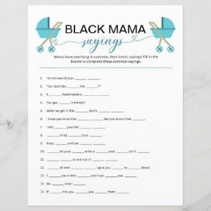 Black Mama Sayings Game, Black Baby Shower Game