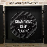 Black Man Cave Quote Dartboard<br><div class="desc">Black Man Cave Quote Dart Board has a black and grey modern stripes design with an inspirational quote "Winners never quit" for those competitive players—perfect gift for him, your husband, or your father. Change the quote if you like with the "Personalise this template” section. Original artwork by Kardz Studio. If...</div>