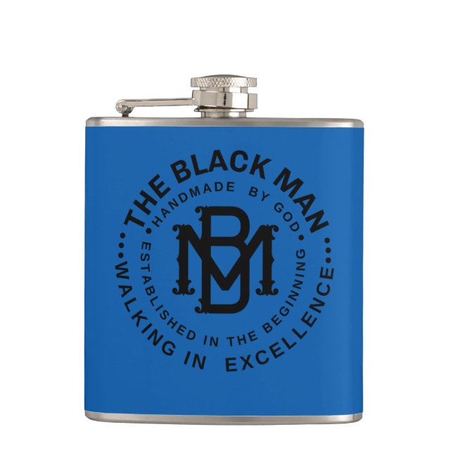 Black Man Emblem Liquor Vinyl Wrapped Flask (Front)
