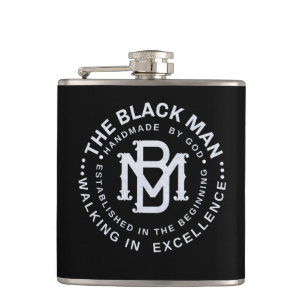 Black Man Emblem Whiskey Vinyl Wrapped Flask