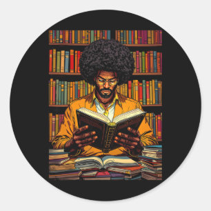 Black Man Reading Book Black History Month Book Lo Classic Round Sticker
