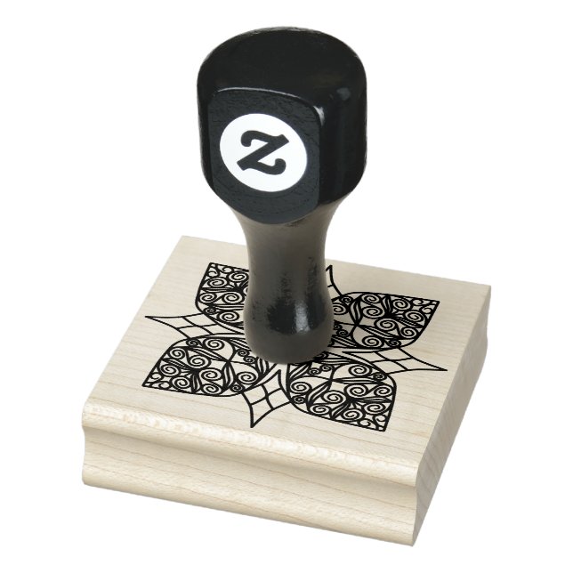 Black Mandala Emblem Shamrock Rubber Stamp (Stamp)