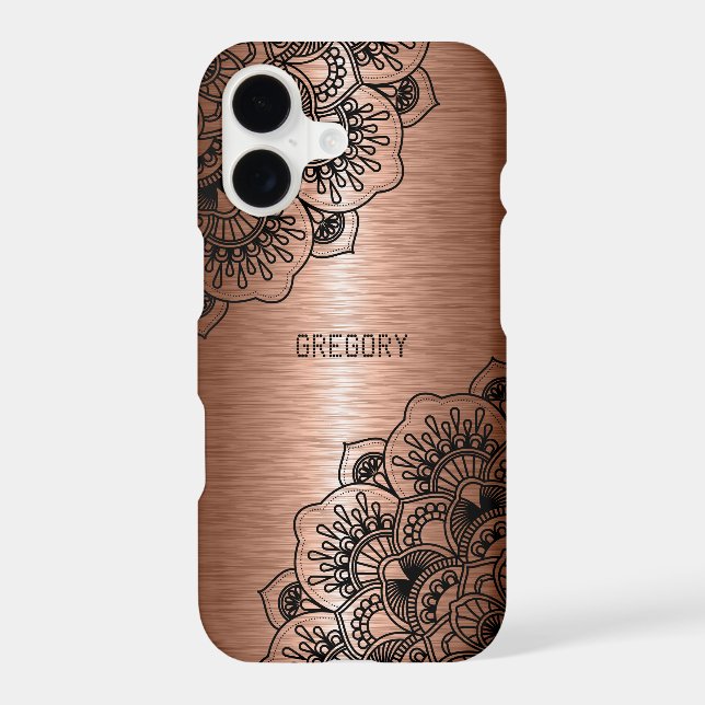 Black mandala metallic copper background (Back)