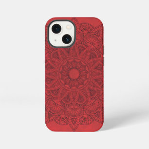 Black Mandala on Red Stains Background iPhone 13 Mini Case