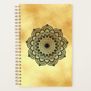 Black Mandala on Soft Gold Background Planner