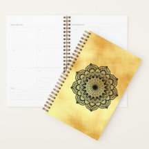 Black Mandala on Soft Gold Background