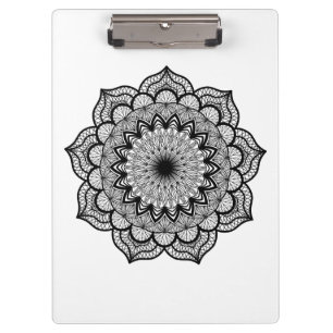 Black Mandala on White Background Clipboard