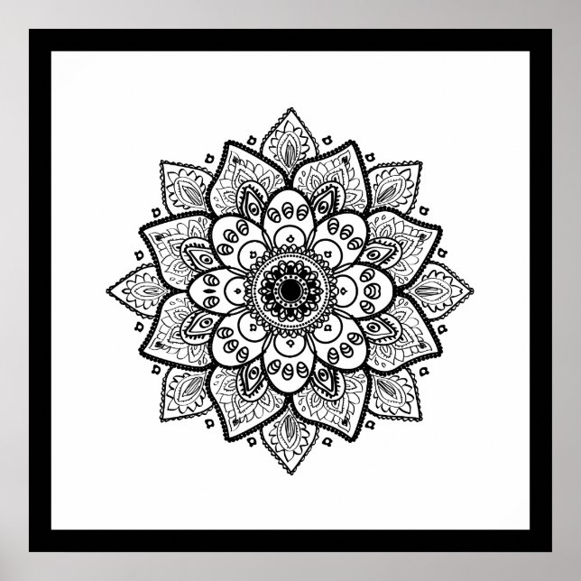 Black Mandala On White Poster (Front)