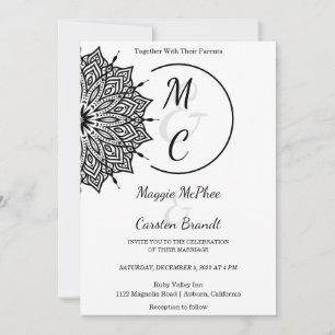 Black Mandala Wedding Invitation