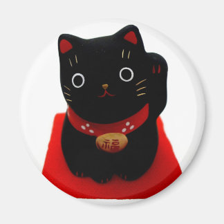 Black Maneki Neko on a Red Carpet Magnet
