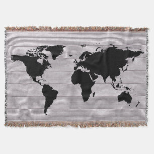 black map throw blanket