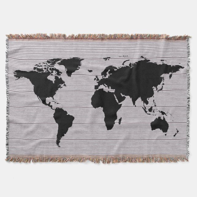 black map throw blanket (Front)